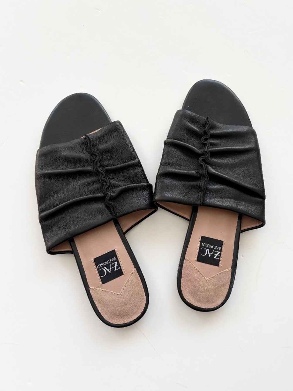 Zac Posen Yana black leather flats